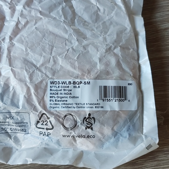 Pact Organic Cotton Lace Waist Brief Bouquet Stripe 3-Pack Size Small NWT - Picture 6 of 6